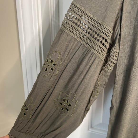 Tommy Bahama St Lucia Dress in Olive Green with Lace Details Size Medium - Picture 6 of 7